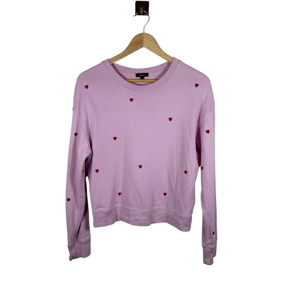 Rails Women’s Ramona Embroidered Hearts Crewneck in Pink/Red Size S - Picture 6 of 16